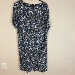 J Jill Gray Short Sleeve Lightweight Floral Dress size 18 Altered